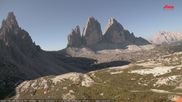 Archived webcam image showing Dolomites: Mountain Hut Antonio Locatelli on 14 Aug 2026 at 08:38