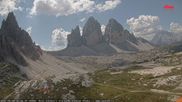 Archived webcam image showing Dolomites: Mountain Hut Antonio Locatelli on 14 Aug 2026 at 12:38