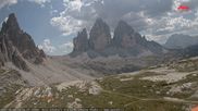 Archived webcam image showing Dolomites: Mountain Hut Antonio Locatelli on 14 Aug 2026 at 14:38