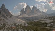 Archived webcam image showing Dolomites: Mountain Hut Antonio Locatelli on 14 Aug 2026 at 16:38