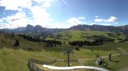 Archived webcam image showing Panorama of the Alpe di Siusi from the Puflatsch mountain station on 14 Sep 2026 at 10:32
