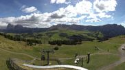 Archived webcam image showing Panorama of the Alpe di Siusi from the Puflatsch mountain station on 14 Sep 2026 at 14:32