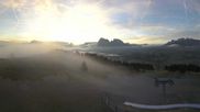Archived webcam image showing Panorama of the Alpe di Siusi from the Puflatsch mountain station on 18 Sep 2026 at 07:05