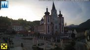 Archiviertes Webcam Bild: Mariazell: Hauptplatz und Basilika am 28.08.2026 um 06:29 Uhr