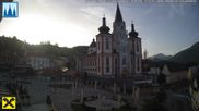 Archiviertes Webcam Bild: Mariazell: Hauptplatz und Basilika am 28.08.2026 um 07:29 Uhr