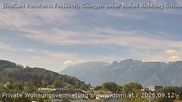 Archived webcam image showing Panoramic view of the Hoher Kasten over Gisingen on 12 Sep 2026 at 14:20