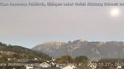 Archived webcam image showing Panoramic view of the Hoher Kasten over Gisingen on 27 Oct 2026 at 06:30