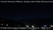 Archived webcam image showing Panoramic view of the Hoher Kasten over Gisingen on 27 Oct 2026 at 20:30