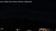 Archived webcam image showing Panoramic view of the Hoher Kasten over Gisingen on 27 Oct 2026 at 22:30
