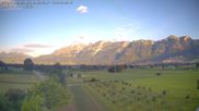 Archived webcam image showing Panoramic view from Feldkirch to Furgglenfirst, Kamor and Hoher Kasten on 15 Jun 2026 at 06:21