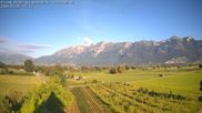 Archived webcam image showing Panoramic view from Feldkirch to Furgglenfirst, Kamor and Hoher Kasten on 15 Jun 2026 at 07:21