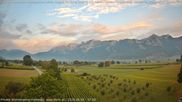 Archived webcam image showing Panoramic view from Feldkirch to Furgglenfirst, Kamor and Hoher Kasten on 6 Aug 2026 at 07:47