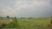 Archived webcam image showing Panoramic view from Feldkirch to Furgglenfirst, Kamor and Hoher Kasten on 6 Aug 2026 at 12:47
