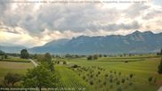 Archived webcam image showing Panoramic view from Feldkirch to Furgglenfirst, Kamor and Hoher Kasten on 6 Aug 2026 at 18:47