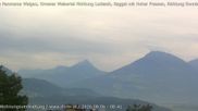 Archived webcam image showing View from Gampelün to Hoher Fraßen, Walgau and Breithorn on 6 Aug 2026 at 08:48