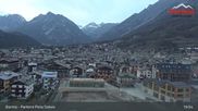 Archived webcam image showing Bormio: View village and finish area World Cup Slope on 12 Apr 2026 at 03:09