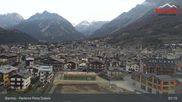 Archived webcam image showing Bormio: View village and finish area World Cup Slope on 12 Apr 2026 at 07:09