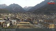 Archived webcam image showing Bormio: View village and finish area World Cup Slope on 12 Apr 2026 at 08:09