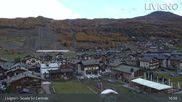 Archived webcam image showing Livigno: Ski School Area and Tagliede Gondola on 21 Oct 2026 at 17:49