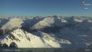 Archived webcam image showing St Anton: Valluga mountain on 8 Apr 2026 at 19:01