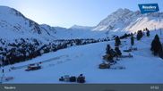 Archived webcam image showing Nauders Reschenpass upper station on 13 Mar 2026 at 08:32