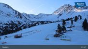 Archived webcam image showing Nauders Reschenpass upper station on 7 Apr 2026 at 08:08
