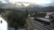 Archived webcam image showing Train station Puchberg - view to the Schneeberg on 18 Jun 2026 at 07:13