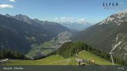 Archived webcam image showing Upper station panoramic railway `Elfer` (1790m) on 12 Jul 2026 at 17:36