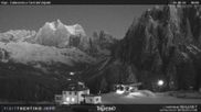 Archived webcam image showing Pozza di Fassa - Torri del Vajolet on 26 Feb 2026 at 06:36