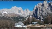 Archived webcam image showing Pozza di Fassa - Torri del Vajolet on 24 Apr 2026 at 10:36