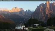 Archived webcam image showing Pozza di Fassa - Torri del Vajolet on 14 Aug 2026 at 07:21