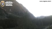 Archived webcam image showing Val Ferret close to Courmayeur on 18 Jun 2026 at 07:49