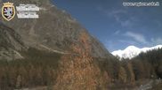 Archived webcam image showing Val Ferret close to Courmayeur on 22 Oct 2026 at 14:36