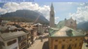 Archived webcam image showing Cortina d'Ampezzo: Pedestrian zone on 18 Apr 2026 at 12:13