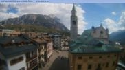 Archived webcam image showing Cortina d'Ampezzo: Pedestrian zone on 18 Apr 2026 at 14:13
