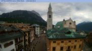 Archived webcam image showing Cortina d'Ampezzo: Pedestrian zone on 18 Aug 2026 at 08:17