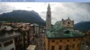 Archived webcam image showing Cortina d'Ampezzo: Pedestrian zone on 18 Aug 2026 at 10:17