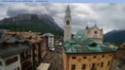 Archived webcam image showing Cortina d'Ampezzo: Pedestrian zone on 18 Aug 2026 at 18:17