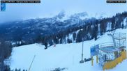 Archived webcam image showing Cortina d'Ampezzo: World Cup slope from Rifugio Duca d'Aosta on 18 Mar 2026 at 07:23