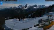 Archived webcam image showing Cortina d'Ampezzo: World Cup slope from Rifugio Duca d'Aosta on 2 Apr 2026 at 04:11