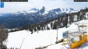 Archived webcam image showing Cortina d'Ampezzo: World Cup slope from Rifugio Duca d'Aosta on 2 Apr 2026 at 12:11
