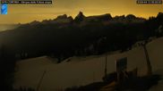 Archived webcam image showing Cortina d'Ampezzo: World Cup slope from Rifugio Duca d'Aosta on 12 Apr 2026 at 00:08