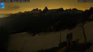 Archived webcam image showing Cortina d'Ampezzo: World Cup slope from Rifugio Duca d'Aosta on 12 Apr 2026 at 02:08