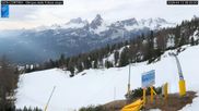 Archived webcam image showing Cortina d'Ampezzo: World Cup slope from Rifugio Duca d'Aosta on 12 Apr 2026 at 08:08