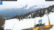 Archived webcam image showing Cortina d'Ampezzo: World Cup slope from Rifugio Duca d'Aosta on 12 Apr 2026 at 12:08