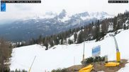 Archived webcam image showing Cortina d'Ampezzo: World Cup slope from Rifugio Duca d'Aosta on 12 Apr 2026 at 14:08