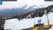 Archived webcam image showing Cortina d'Ampezzo: World Cup slope from Rifugio Duca d'Aosta on 12 Apr 2026 at 18:08