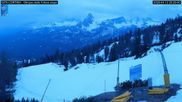Archived webcam image showing Cortina d'Ampezzo: World Cup slope from Rifugio Duca d'Aosta on 12 Apr 2026 at 20:08
