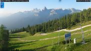 Archived webcam image showing Cortina d'Ampezzo: World Cup slope from Rifugio Duca d'Aosta on 1 Jul 2026 at 07:37