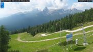 Archived webcam image showing Cortina d'Ampezzo: World Cup slope from Rifugio Duca d'Aosta on 1 Jul 2026 at 10:37